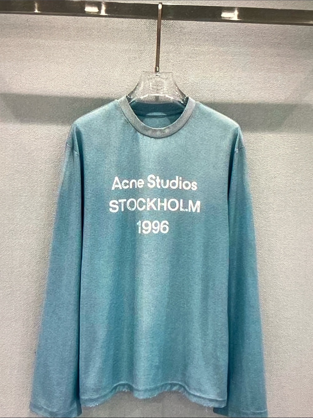 Acne Teal Green Long Sleeve Logo Sweatshirt Size M